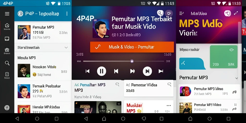 Tampilan antarmuka pengguna 4P4P untuk Pemutar MP3.