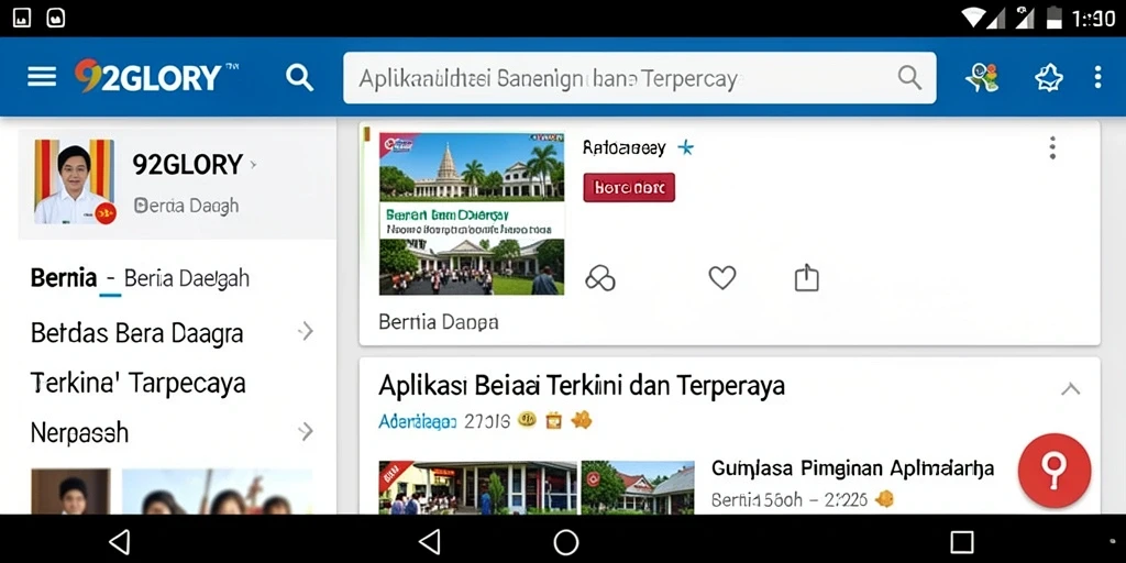 Tampilan antarmuka 92GLORY dengan berita daerah terbaru.