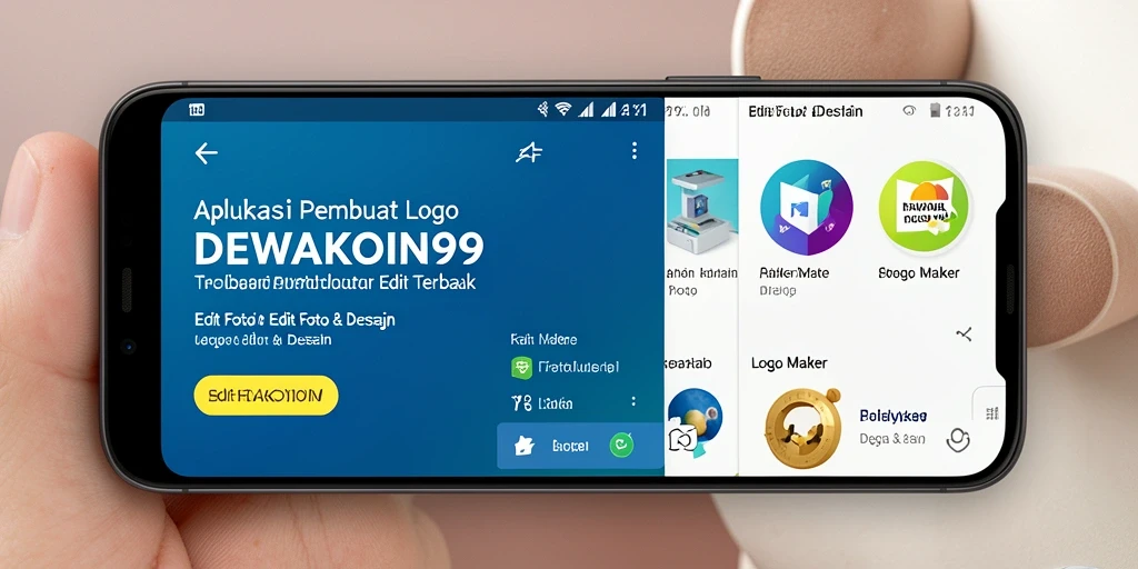 Tampilan antarmuka aplikasi DEWAKOIN99 yang user-friendly untuk pembuatan logo.