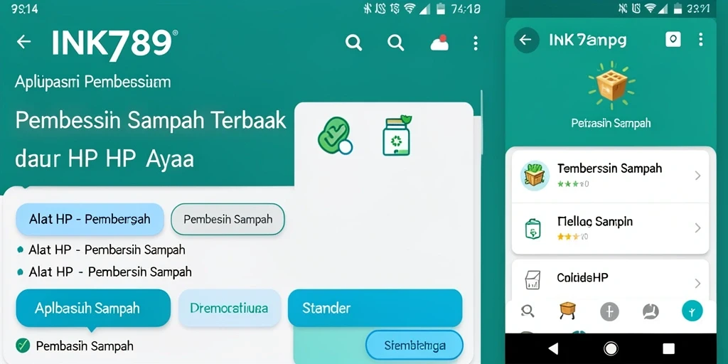 Tampilan antarmuka aplikasi Pembersih Sampah INK789 yang sederhana dan efektif.