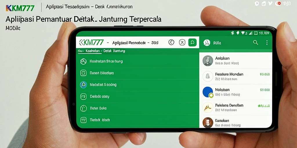 Antarmuka pengguna KM777 dengan fitur pemantauan detak jantung yang sederhana.