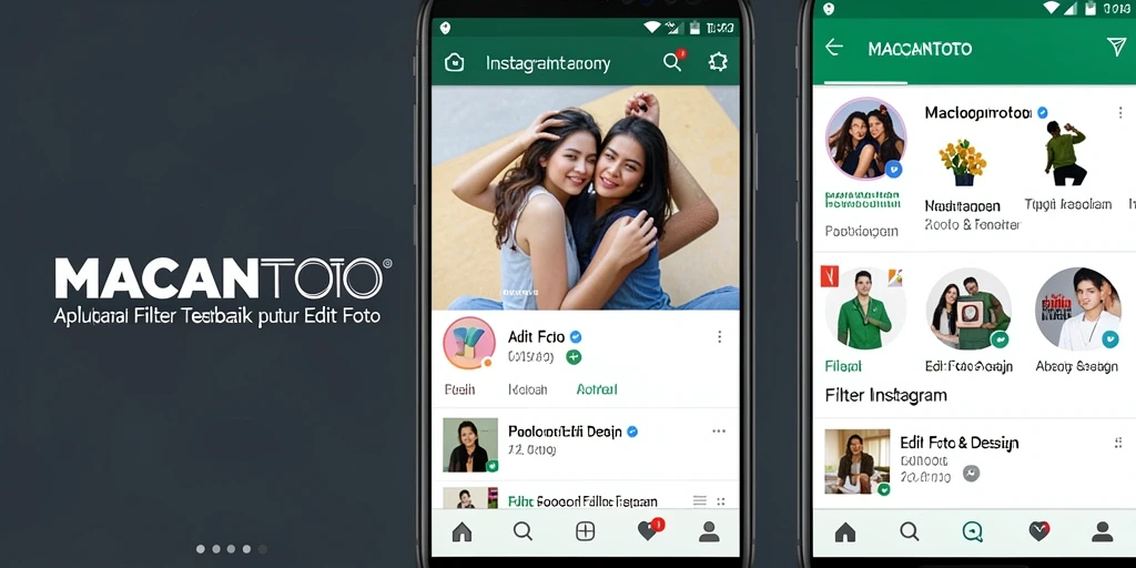 Antarmuka MACANTOTO yang user-friendly dan beragam filter Instagram.