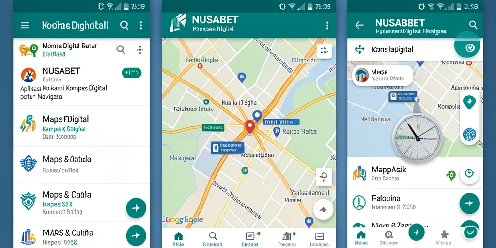 Antarmuka utama NUSABET menampilkan kompas digital yang akurat dan informatif.