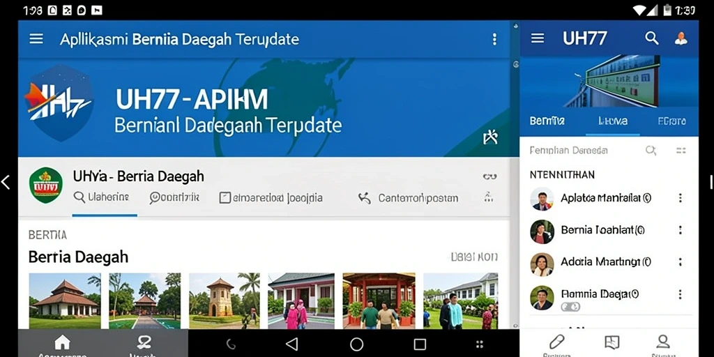 Tampilan antarmuka aplikasi UH77 untuk berita daerah
